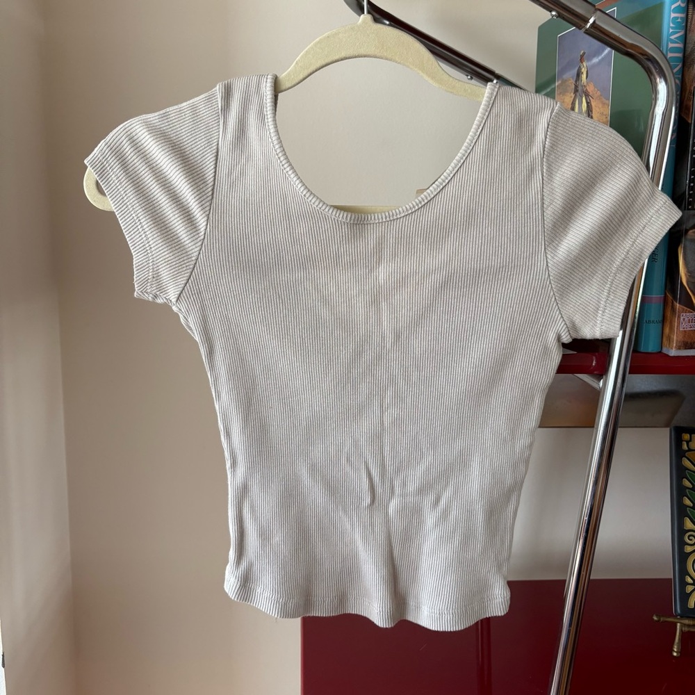 Brandy Melville Ribbed Cream Top